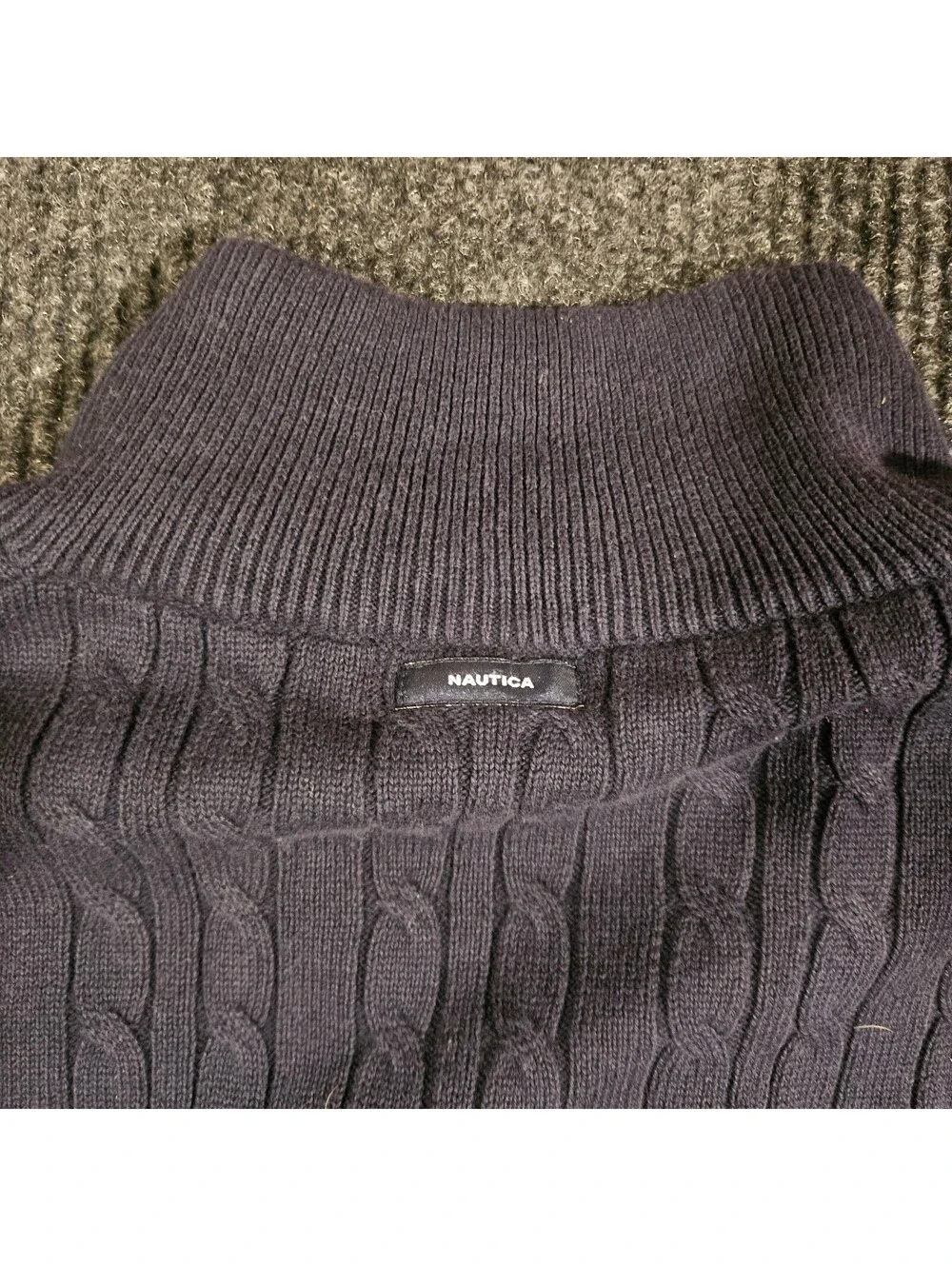 Nautica Men's Navy Blue Cable Knit Half-Zip Sweater XL